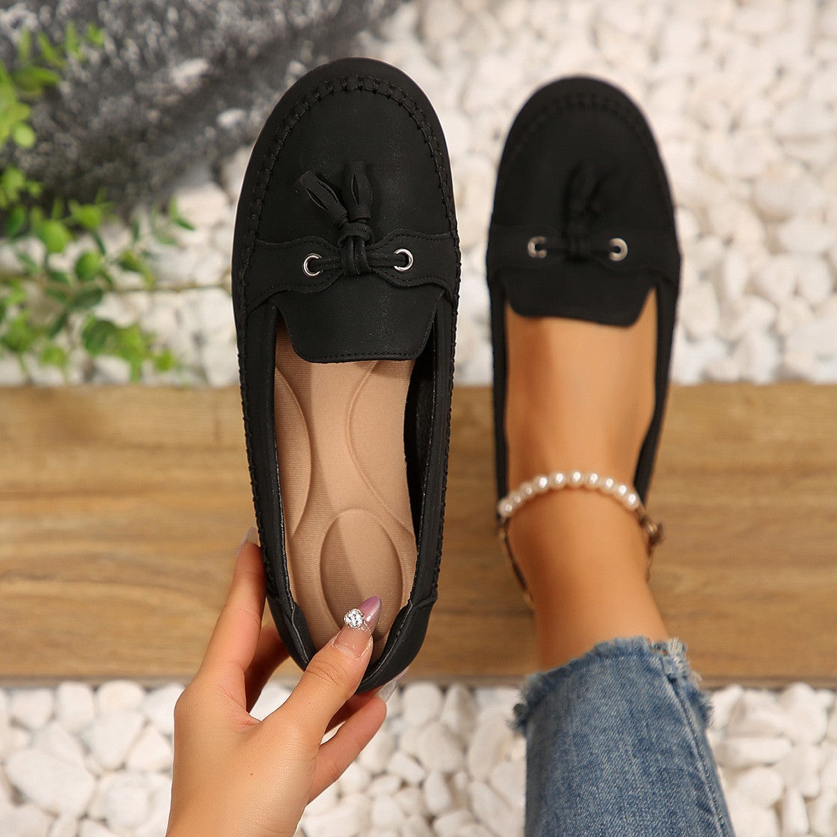 Women's Round-Toe Comfort Loafers – Soft, Non-Slip Flats