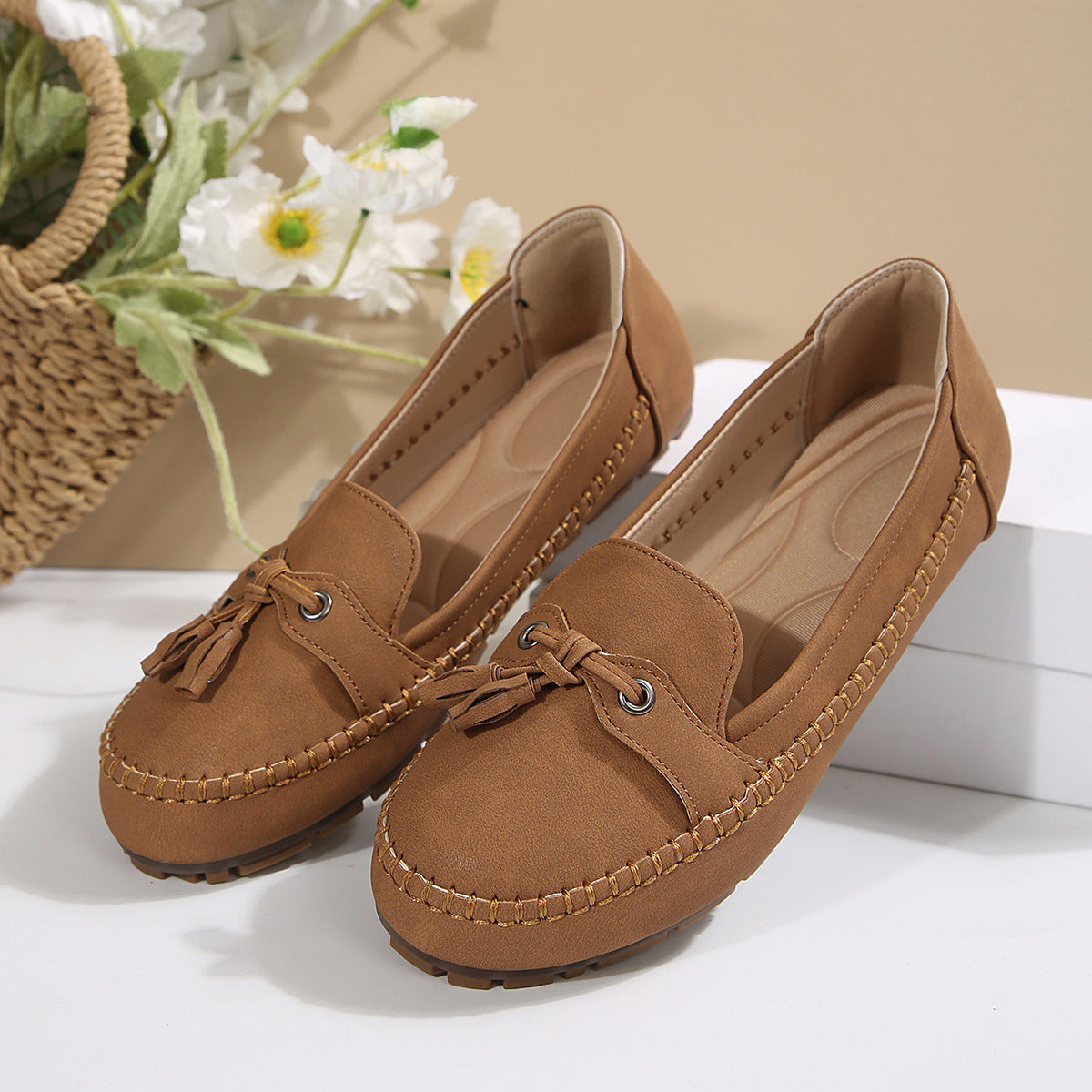 Women's Round-Toe Comfort Loafers – Soft, Non-Slip Flats