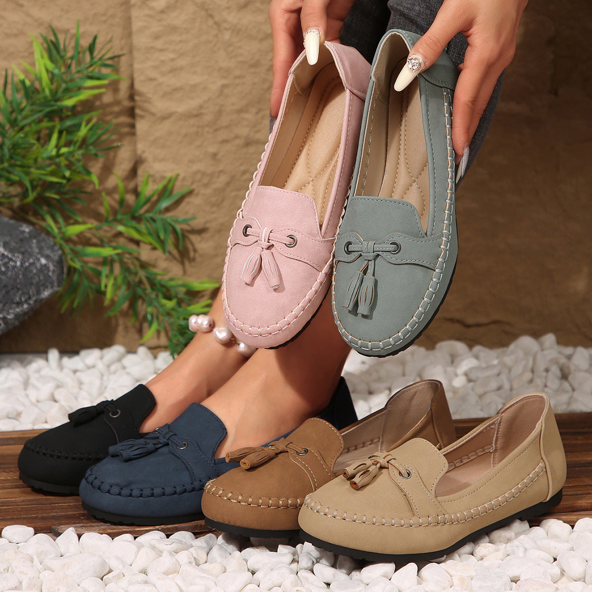 Women's Round-Toe Comfort Loafers – Soft, Non-Slip Flats