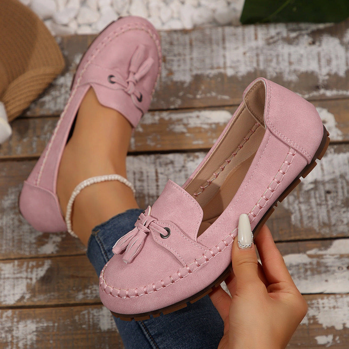 Women's Round-Toe Comfort Loafers – Soft, Non-Slip Flats