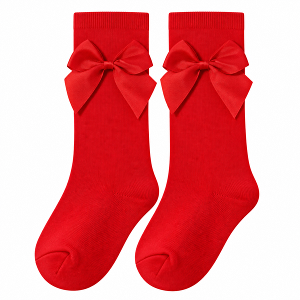 Calcetín Alto con Lazo Bebé Niña – Rojo
