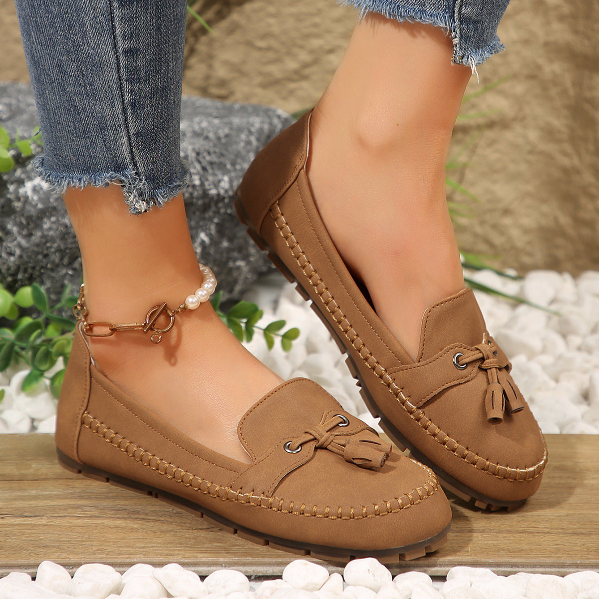 Women's Round-Toe Comfort Loafers – Soft, Non-Slip Flats