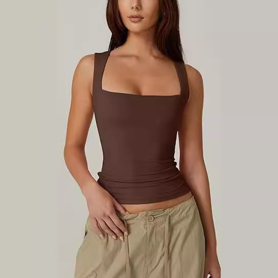 SlimFit Solid Sleeveless Top
