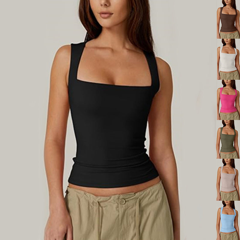 SlimFit Solid Sleeveless Top