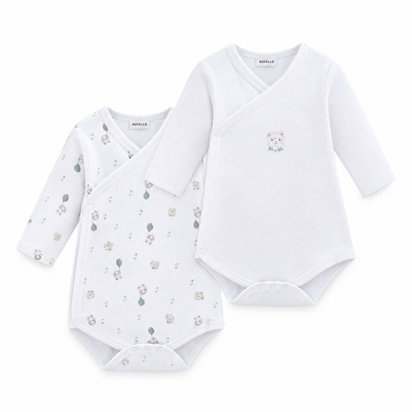 Pack 2 Bodies Cruzados Manga Larga Bebé Niño – Animalitos Blanco