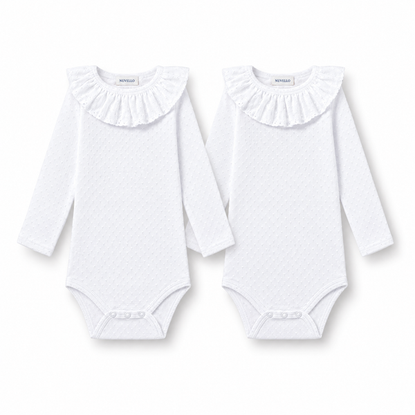 Pack 2 Bodies Manga Larga Cuello Plumeti Bebé – Blanco