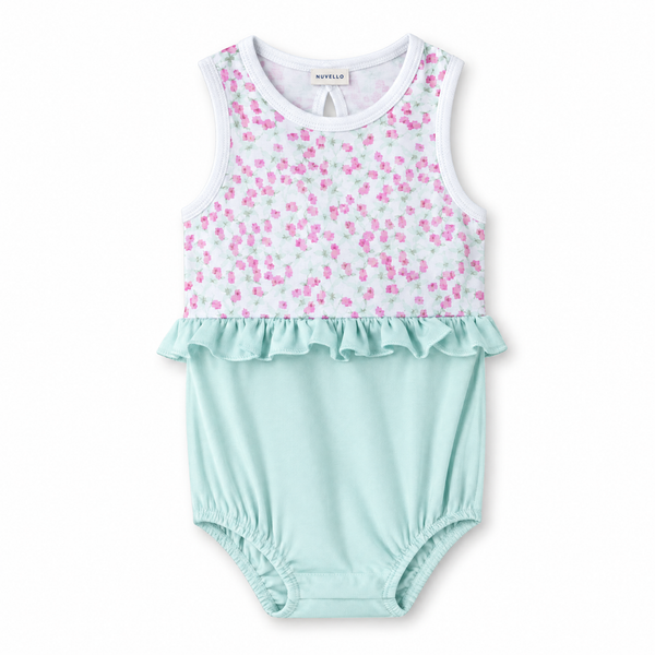 Body Vestido Bebé Niña – Flores Verde Agua
