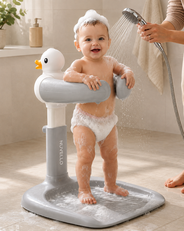 Nuvello SafeBath – Banquinho de Banho Antiderrapante para Bebês que Ficam em Pé