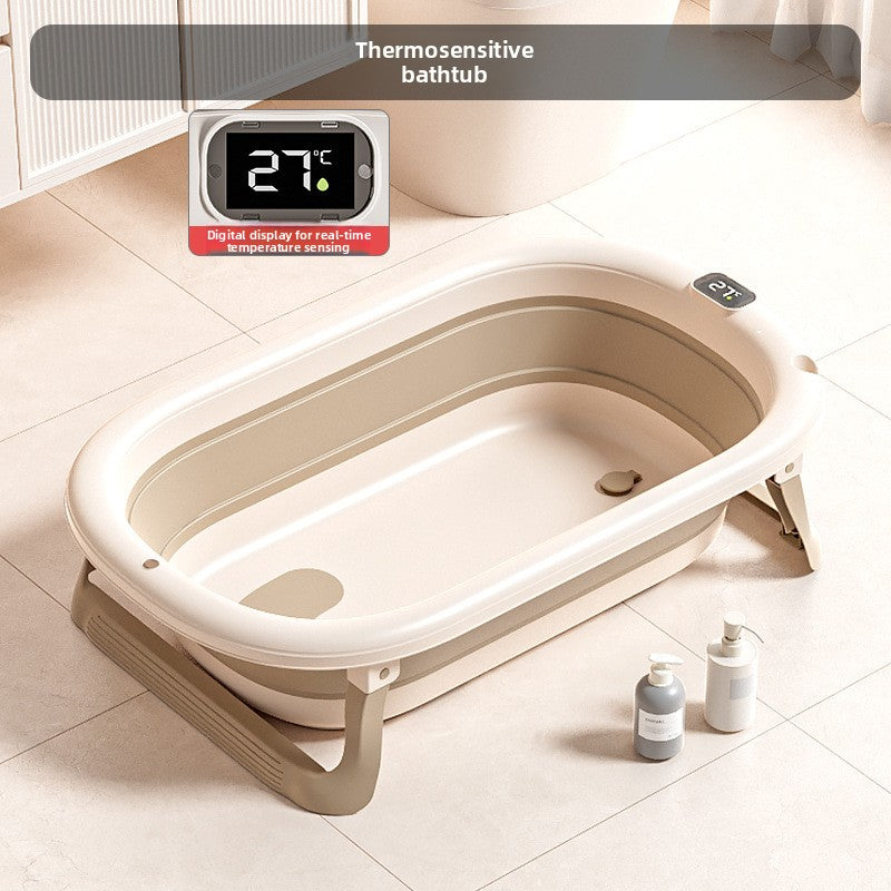 Nuvello foldable bath tub in use during bath time