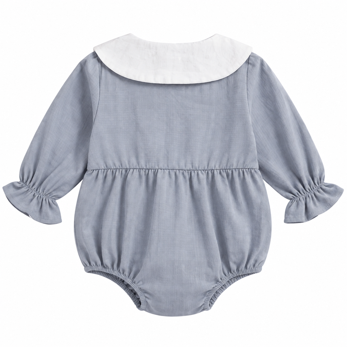 NUVELLO PrincessFlor Azul – Body Manga Larga Floral de Algodón para Bebé Niña