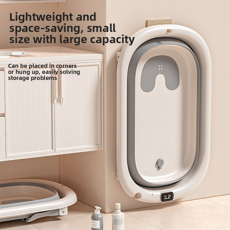 Nuvello foldable baby bath tub folded flat for storage