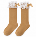 Calcetín Alto con Puntilla Niña – Camel