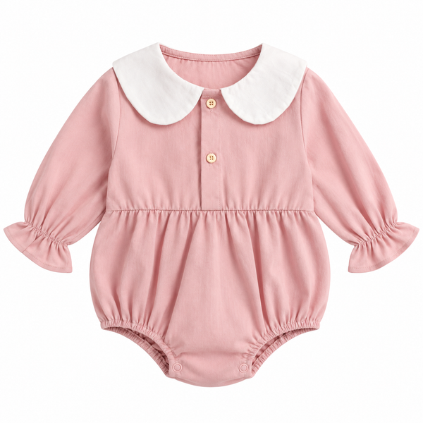NUVELLO PrincessFlor Rosa – Body Manga Larga Floral de Algodón para Bebé Niña