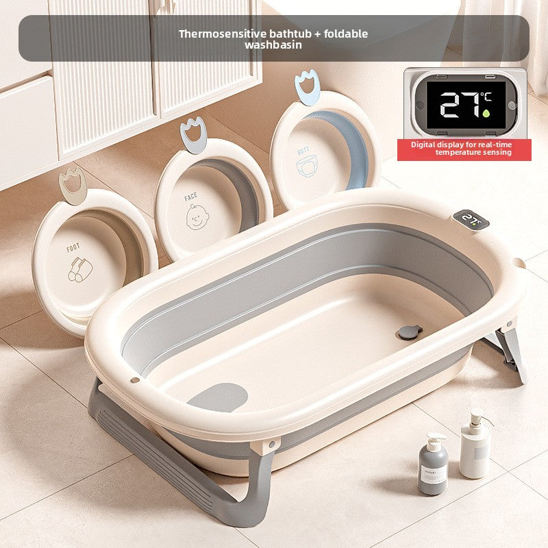 Nuvello bath tub accessories laid out: net, float pad, basins, rack