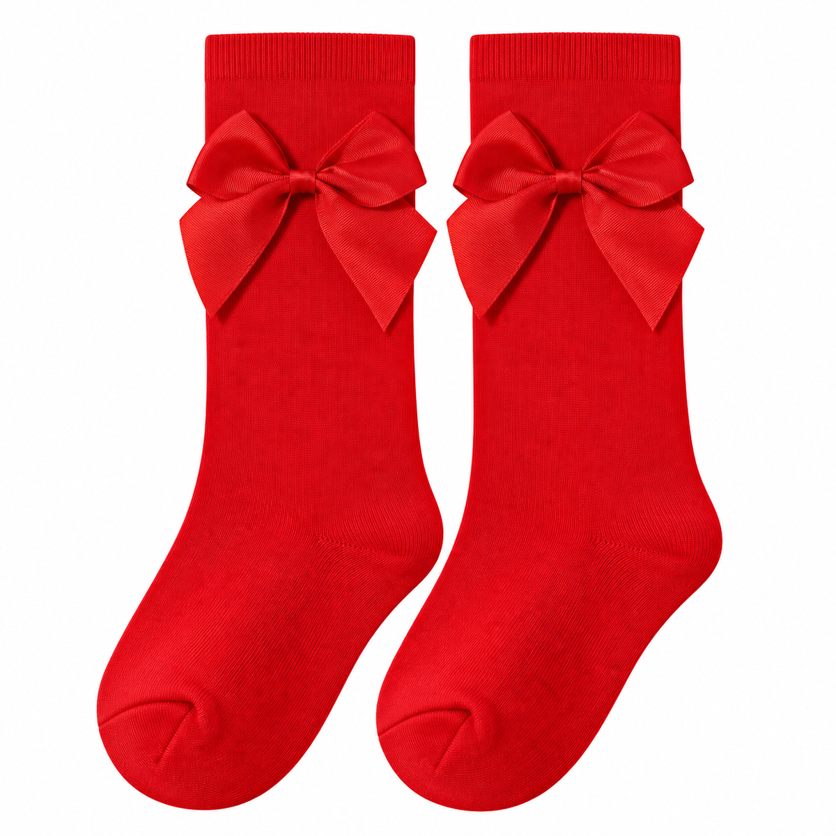 Calcetín Alto con Lazo Bebé Niña – Rojo