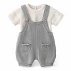 Conjunto de Punto Bebé Gris y Marfil