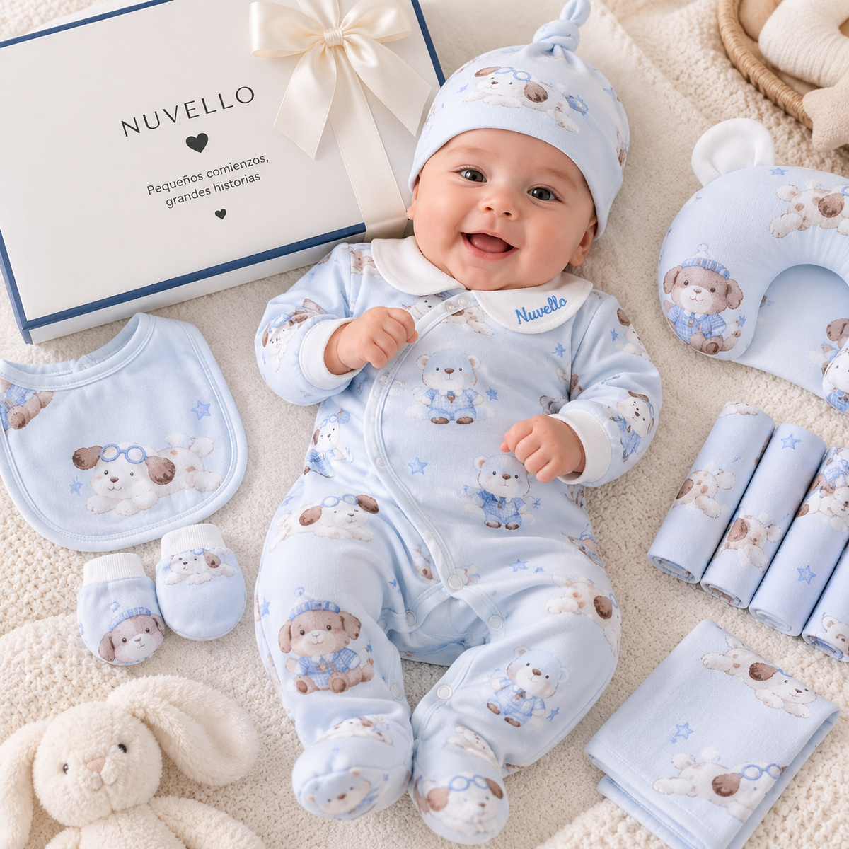 NUVELLO BabyGift – Conjunto Regalo para Recién Nacido en Algodón