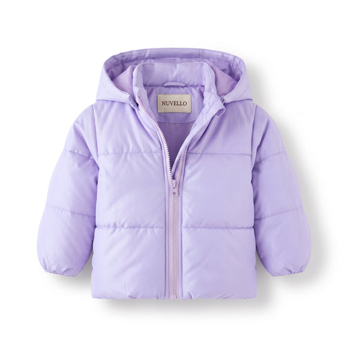 Abrigo Acolchado con Capucha de Bebé Niña – Lila Claro
