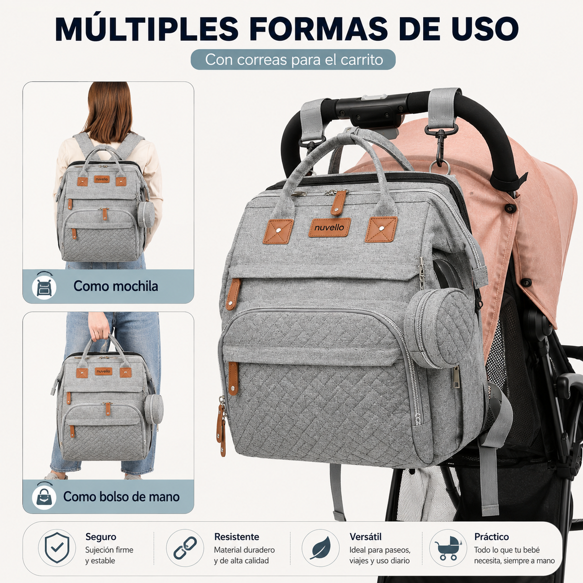 NUVELLO MommyBag – Mochila Multifuncional con Cuna Portátil