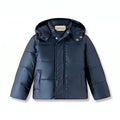 Abrigo con Capucha Acolchado de Niño – Azul Marino