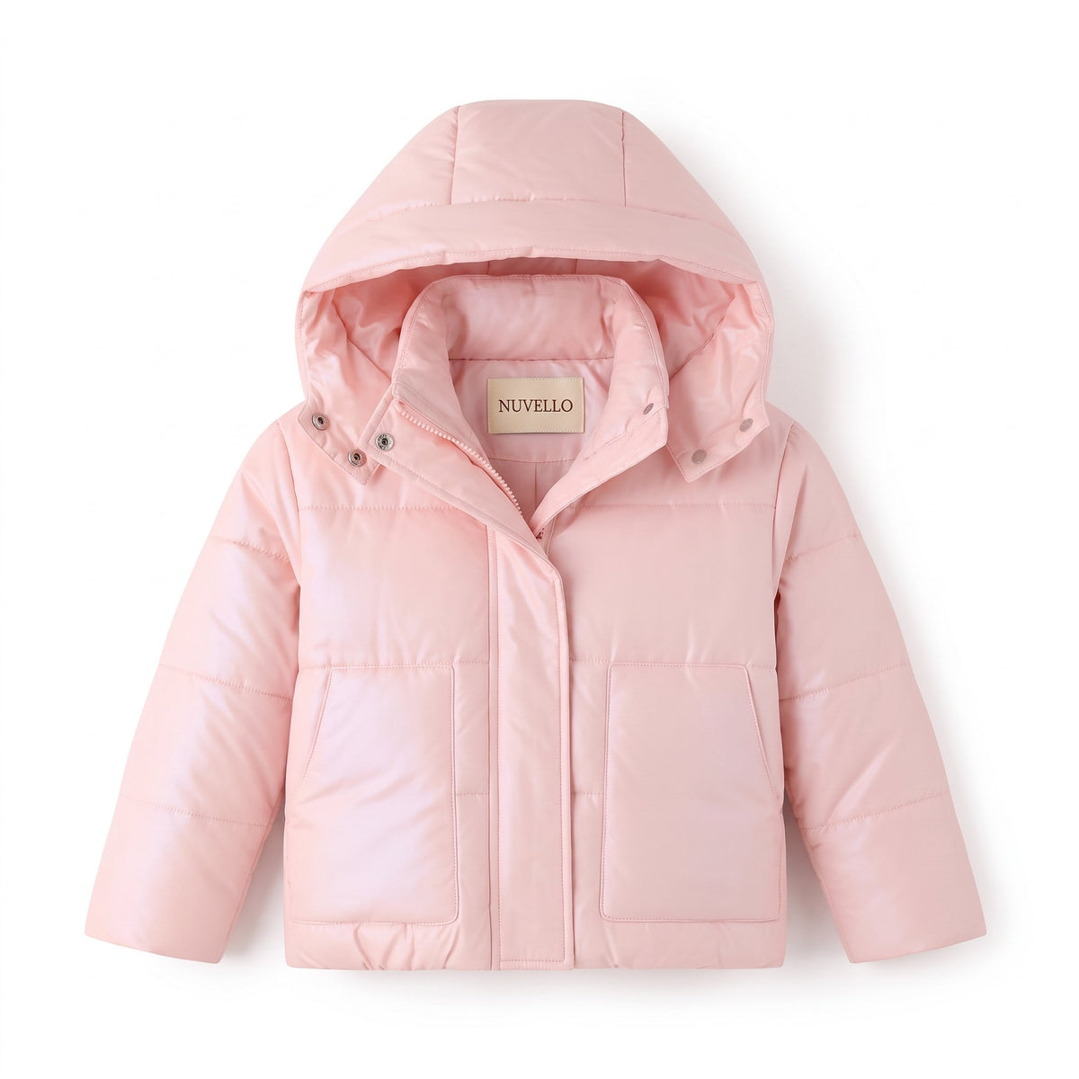 Abrigo con Capucha Acolchado de Niña – Rosa