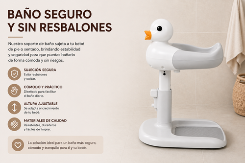 Nuvello SafeBath – Banquinho de Banho Antiderrapante para Bebês que Ficam em Pé