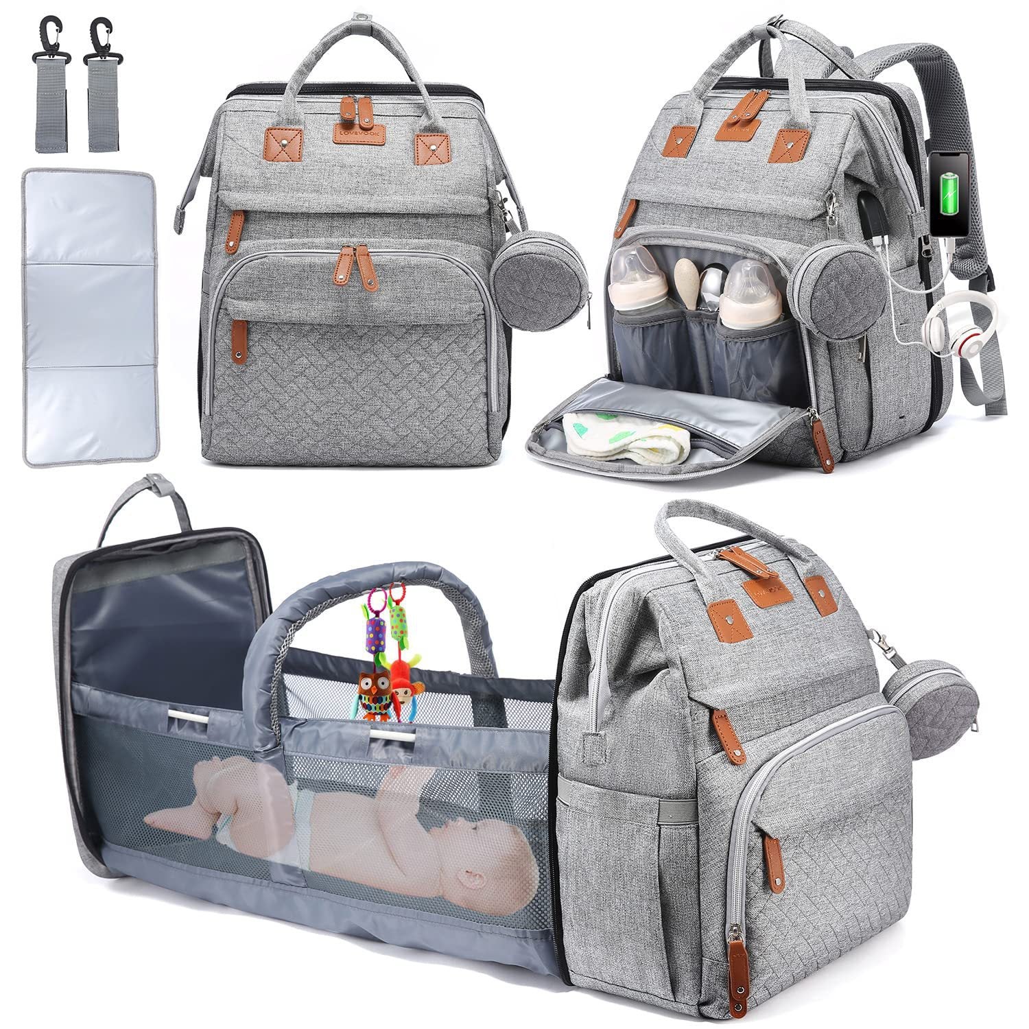 NUVELLO MommyBag – Mochila Multifuncional con Cuna Portátil