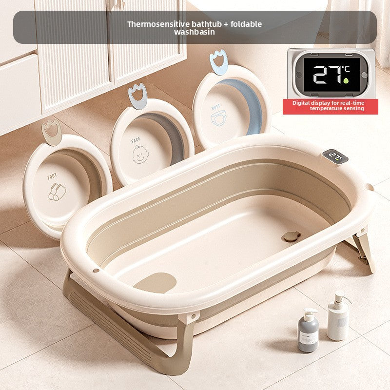 Nuvello foldable bath tub with accessories, full set view
