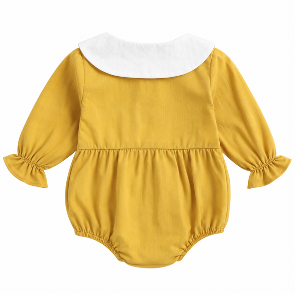 NUVELLO PrincessFlor Amarillo – Body Manga Larga Floral de Algodón para Bebé Niña