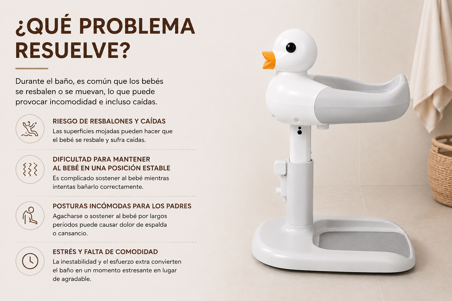 Nuvello SafeBath – Banquinho de Banho Antiderrapante para Bebês que Ficam em Pé