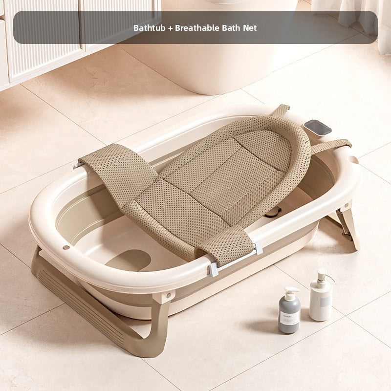 Side view showing how compact the Nuvello bath tub folds