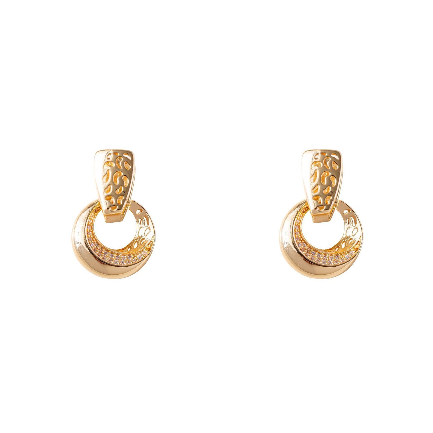 Rose Gold & Silver Moonflower Drop Earrings – Natural Zircon Bridal & Everyday Luxury