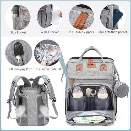 NUVELLO MommyBag – Mochila Multifuncional con Cuna Portátil