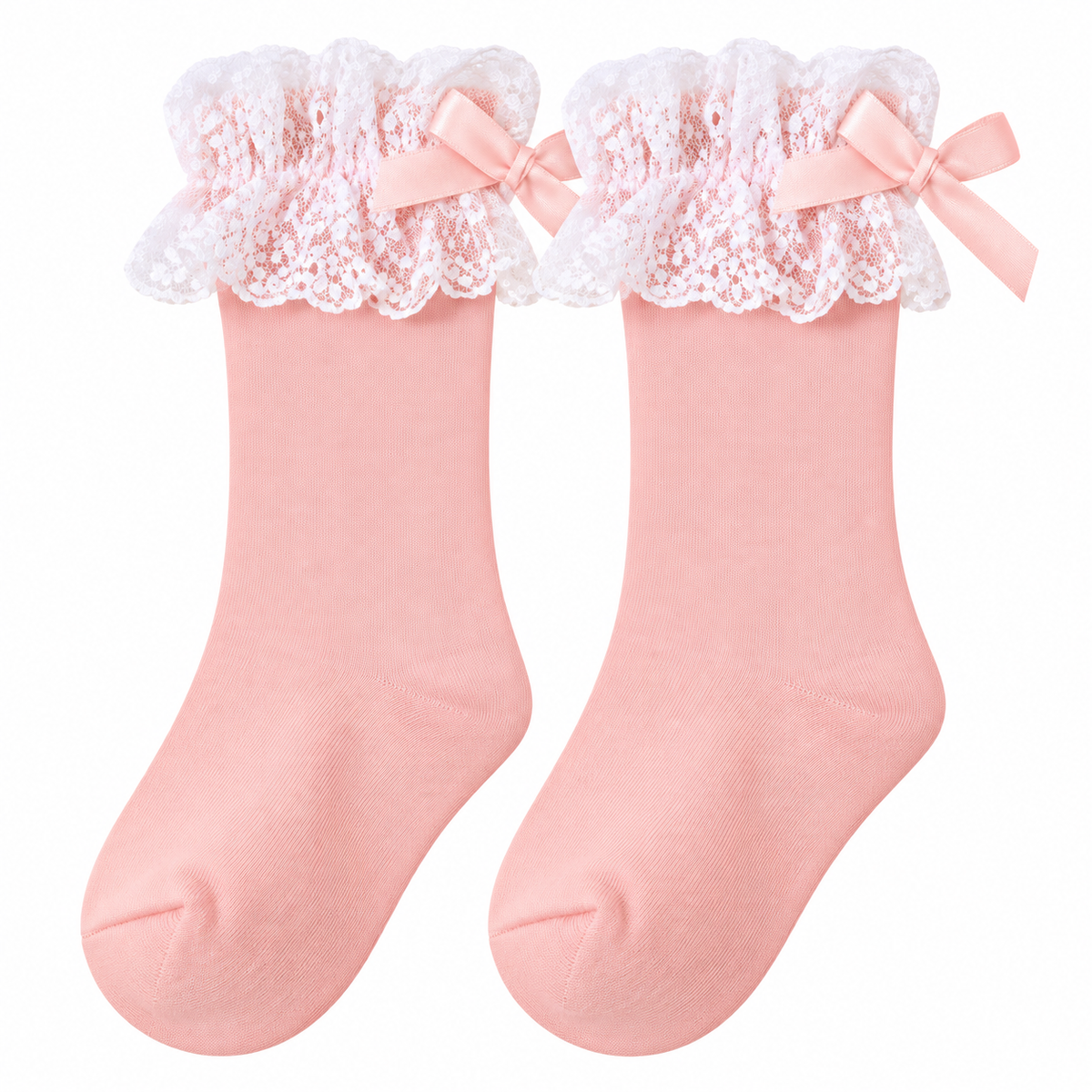 Calcetín Alto con Puntilla Bebé Niña – Camel