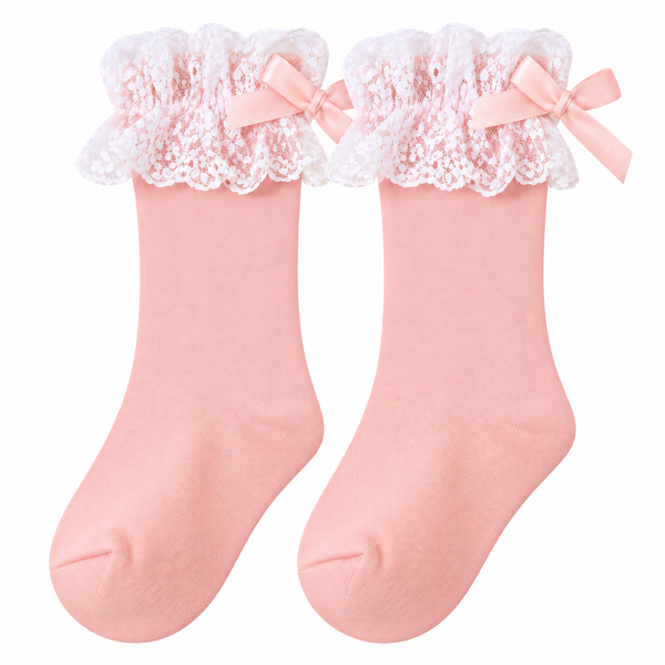 Calcetín Alto con Puntilla Bebé Niña – Camel