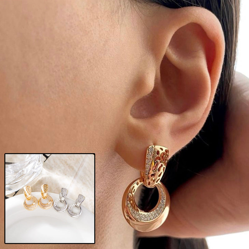 Rose Gold & Silver Moonflower Drop Earrings – Natural Zircon Bridal & Everyday Luxury