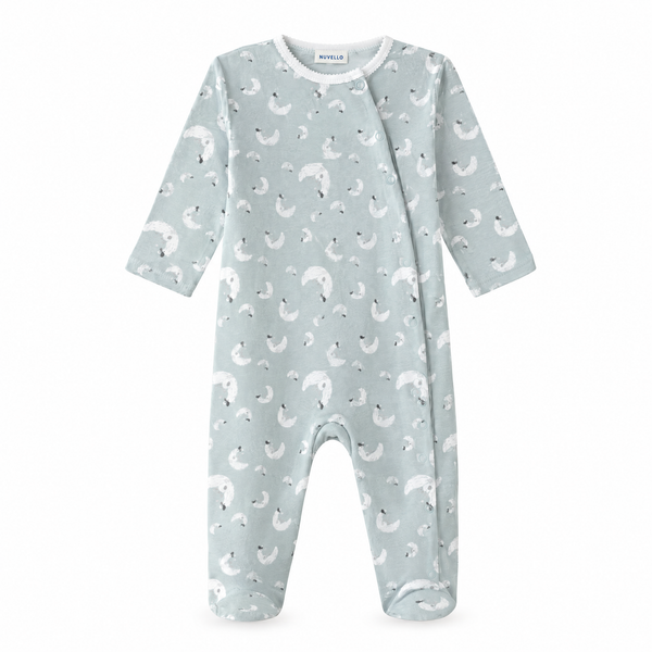 Pijama Algodón Bebé Niño – Lunas Verde Agua