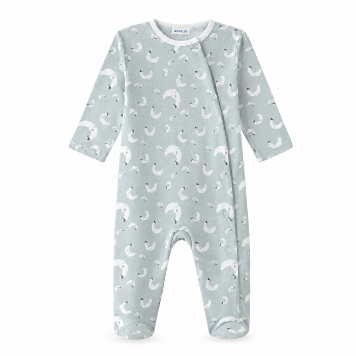 Pijama Algodón Bebé Niño – Lunas Verde Agua