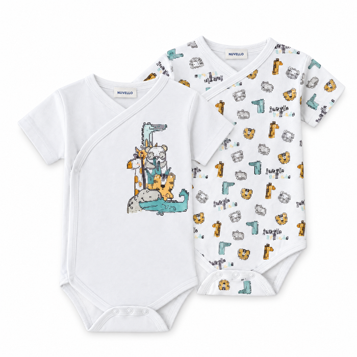 Pack 2 Bodies Cruzados Manga Corta Bebé Niño – Animales de la Selva