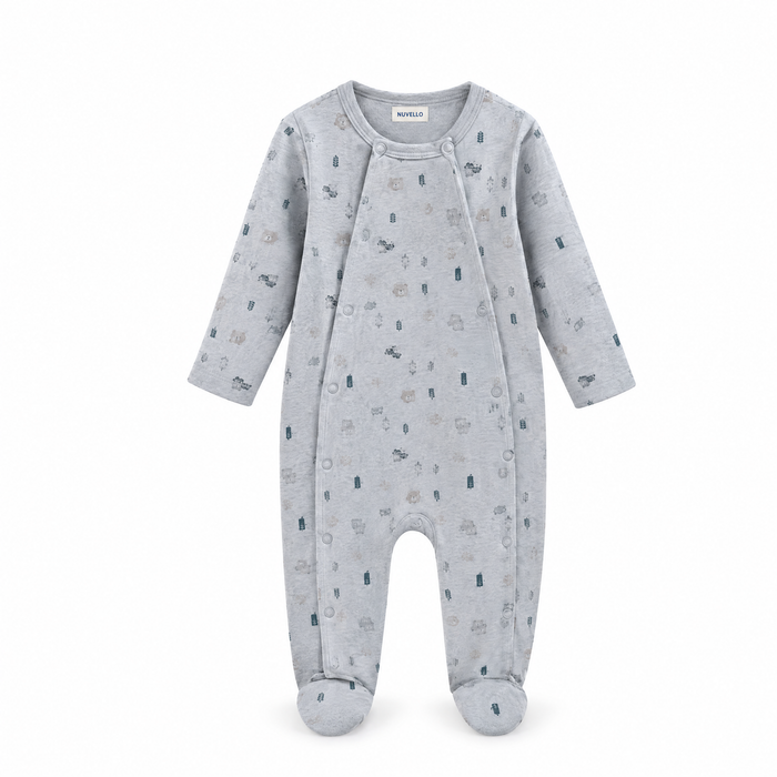 Pijama Algodón Bebé Niño – Gris Perla Estampado