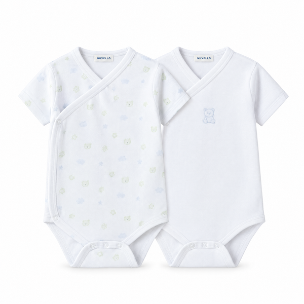 Pack 2 Bodies Cruzados Manga Corta Bebé Niño – Nubes Blanco