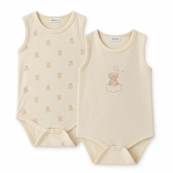 Pack 2 Bodies Sin Mangas Bebé Niño – Osito Luna Beige