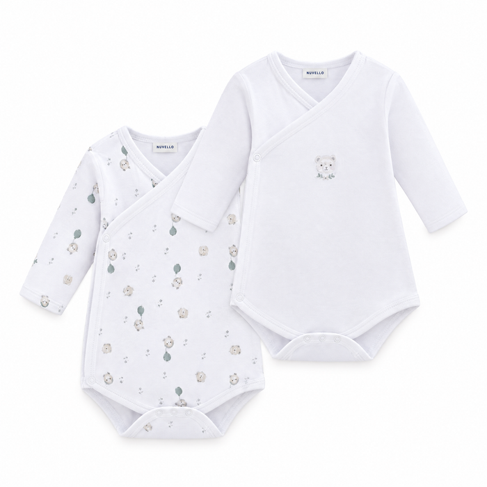 Pack 2 Bodies Cruzados Manga Larga Bebé Niño – Animalitos Blanco