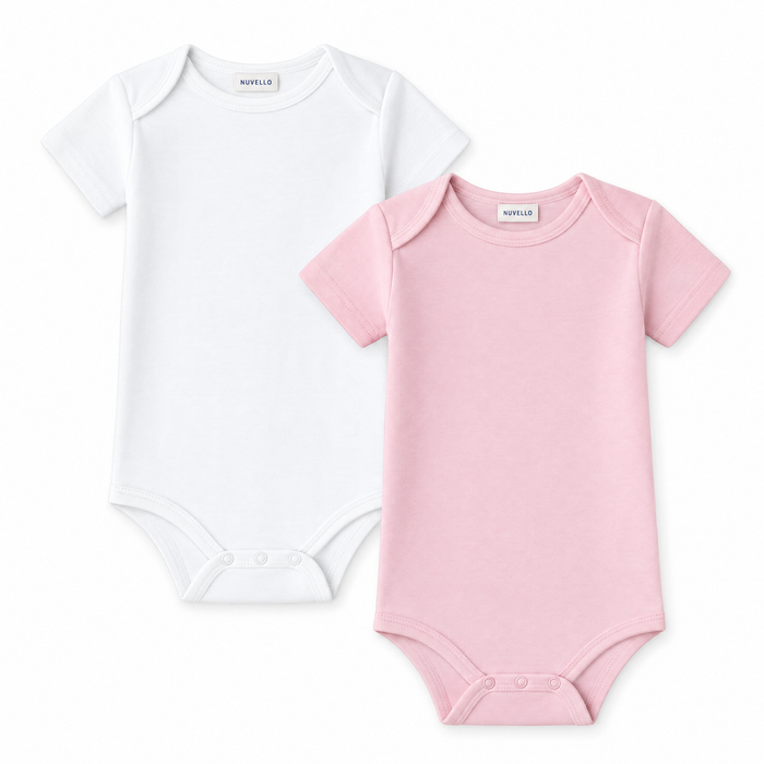 Pack 2 Bodies Manga Corta Bebé – Blanco y Rosa