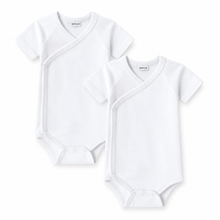 Pack 2 Bodies Cruzados Manga Corta Bebé – Blanco Básico