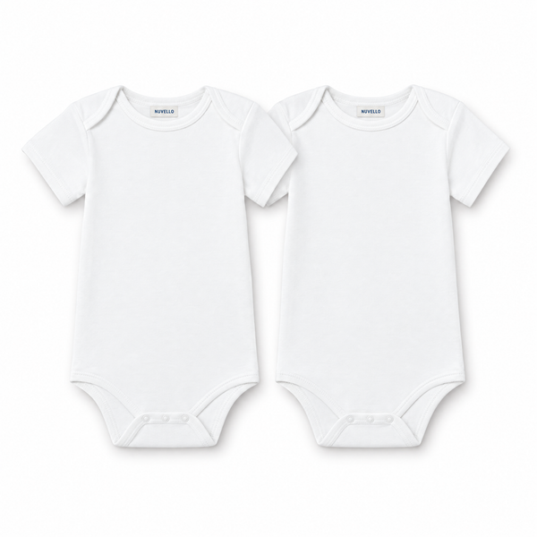 Pack 2 Bodies Calados Manga Corta Bebé – Blanco Punto Fino