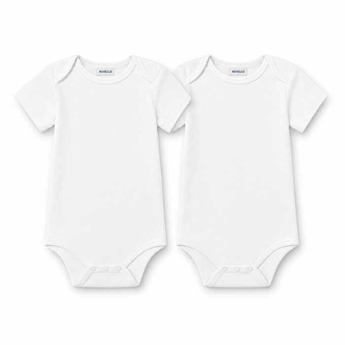Pack 2 Bodies Calados Manga Corta Bebé – Blanco Punto Fino