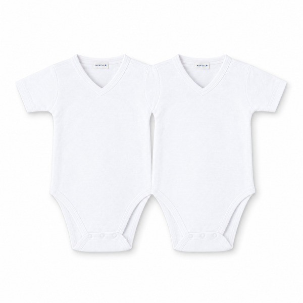 Pack 2 Bodies Cruzados Calados Manga Corta Bebé – Blanco