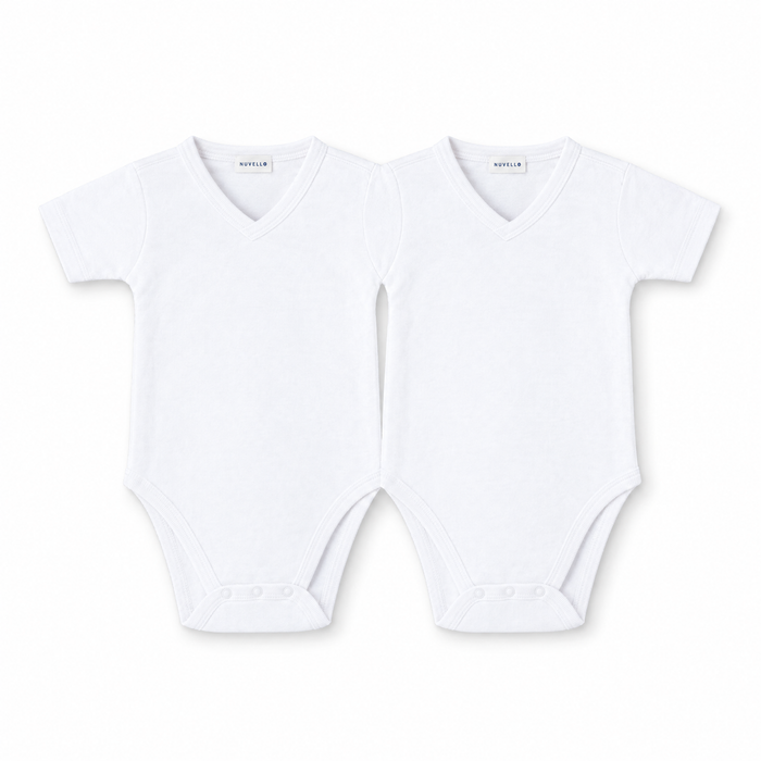 Pack 2 Bodies Cruzados Calados Manga Corta Bebé – Blanco
