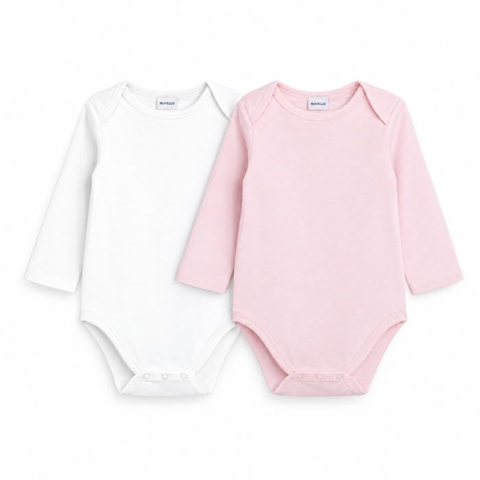 Pack 2 Bodies Manga Larga Bebé – Blanco y Rosa